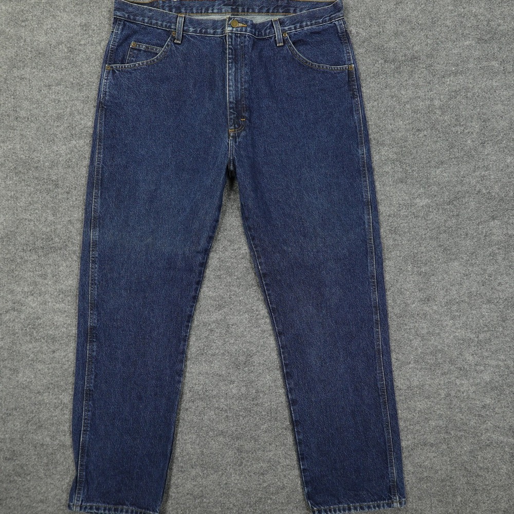 Wrangler Jeans Mens 40x32 Blue Tapered Leg Denim Dark‎ Wash 100% Cotton